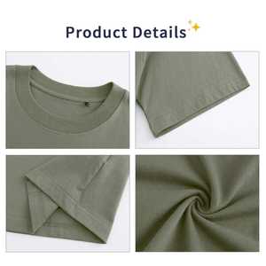 Camiseta Extra Grande para Hombre, 100% Algodón Jersey, Color Liso, Manga Corta, Cuello Redondo, Corte Regular, Logotipo Personalizado, Ropa Casual Urbana - Product Image 5