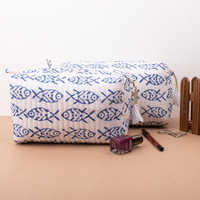 Lot de 3 trousses de toilette de voyage bohèmes en coton matelassé, imperméables, imprimées à la main, anti-poussière et écologiques pour la vie en extérieur