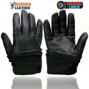 Gants de moto en cuir noir pour homme Samroz Sports avec écran tactile et lumière LED sur les doigts - Product Image 3