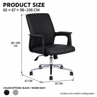 Chaise de bureau ergonomique moderne à dossier mi-haut en cuir PU, base chromée, hauteur réglable, pivotante, pour l'école, la maison, le bureau, siège de direction