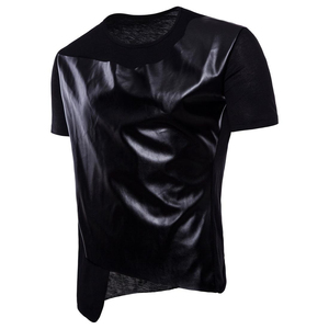 เสื้อยืดแฟชั่นผู้ชาย แบรนด์ Supplier รุ่น Pour Hommes ตกแต่งด้วยหนัง ตัดต่อผ้าฝ้าย สไตล์ลำลอง - Product Image 2