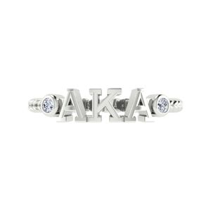 Anillo de Plata Clásico con Letras AKA, Estilo Griego Personalizado, Joyería de Plata Pulida, Anillo de Hermandad para Mujer, Elegante Accesorio de Regalo - Product Image 1