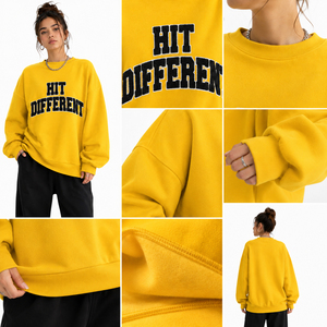 เสื้อสเวตเชิ้ตคอกลมโอเวอร์ไซส์สำหรับผู้หญิง ปักลายเชนิลล์ ไหล่ตก ผ้าฝ้ายถัก 100% เสื้อกันหนาวผ้าเฟรนช์เทอร์รี่ - Product Image 6