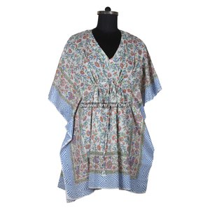Robe de soirée africaine pour femmes, robes ethniques, robes courtes kaftan pour femmes KFCS151, meilleure fabrication de robes pour femmes avec impression à la main - Product Image 5