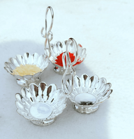 Support pour Kumkum en argent allemand, article de fête pour Pooja, support pour Roli Chawal, cadeau de retour indien, cadeau de pendaison de crémaillère, cadeau de mariage Shagun