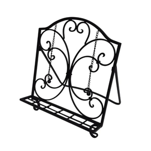 Support de livre en fer forgé noir fini pour la décoration de la maison, du bureau ou du salon - Product Image 2