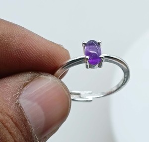 Natural Amethyst Faceted Oval Prong <b>Set</b> <b>Silver</b> Plated <b>Ring</b> Handmade Purple Gemstone <b>Ring</b> for Women Wholesale Jewelry - Product Image 1