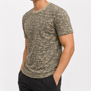 T-shirt pour homme tendance à imprimé camouflage numérique AOP, 100% coton, col rond, manches courtes, décontracté, pour l'extérieur, toutes saisons, OEM/ODM - Product Image 2