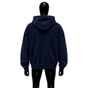 Sweat à capuche zippé oversize en molleton bouclette marine, style streetwear décontracté, manches classiques, anti-boulochage, vêtement urbain décontracté, vêtement d'extérieur - Product Image 2