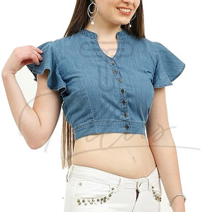 Crop top en jean de haute qualité pour femme, tendance et léger - Product Image 6