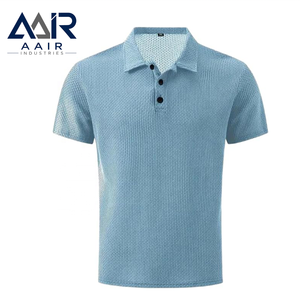 Camisa de Hombre 100% Poliéster con Textura Waffle, Manga Corta, Cuello con Botones, Transpirable, Secado Rápido, Estilo Casual para Golf, con Bordado Frontal - Product Image 5