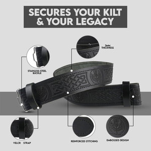 Cinturón de Kilt Highland 100% Cuero con Diseño de Cardo Grabado, Ajustable, Accesorio de Alta Calidad para Vestimenta 2026 - Product Image 3