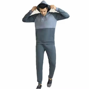 <b>Men</b> Color Blocking <b>Hoodie</b> and Sweatpants Set Full Sleeve Casual Tracksuit Breathable Polyester Cotton Autumn Wear - Product Image 1