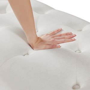 Sgabello Rettangolare in Velluto Beige Multifunzionale per Soggiorno con Vano Contenitore - Product Image 4