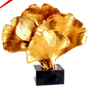 Global Products Unique Ginkgo <b>Leaf</b> Show Pieces Aluminum Home Hotel Decor Sculpture on Marble - Product Image 1