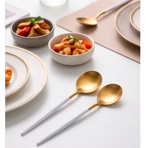 Modern Flatware Set With White Handles And Gold <b>Mirror</b> Finish Dishwasher Safe For Wedding Cutlery And Home Use - Product Image 6