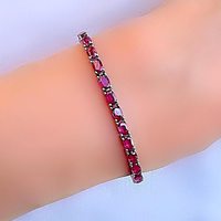 Bracelet tennis de luxe en argent sterling avec rubis ovales authentiques certifiés GIA, bijou élégant en pierre précieuse rouge, cadeau pierre de naissance de juillet pour