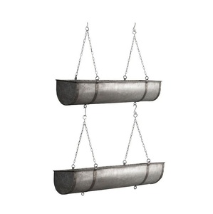 Juego de 2 macetas colgantes grandes de hierro galvanizado, macetas de metal para plantas de interior y exterior, cestas colgantes redondas de zinc para balcón - Product Image 4