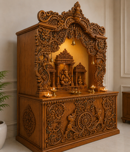 Luxurious Hand-Carved Hari <b>Mandir</b> for Pooja Ghar Solid Teak Wood Home Pooja Room Temple Traditional Hindu Temple For Australia - Product Image 3