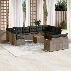 Set Divano da Giardino Grigio con Cuscini, Resistente ai Raggi UV, in Rattan PE, Arredamento da Esterno dal Design Contemporaneo, Impermeabile - Product Image 3
