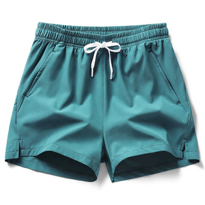Men's <b>Black</b> Quick Dry Drawstring Casual Shorts Mid Waist Polyester Short Shorts - Product Image 6