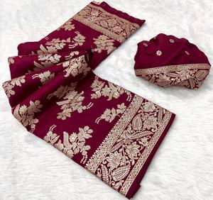 Sari en soie Khadi pure et douce RN, tissage complet, avec blouse à motif code-barres, Sari indien traditionnel pour mariage et fêtes nuptiales - Product Image 3