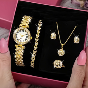2026 New Factory Wholesale Fashion Simple Unisex Alloy Quartz <b>Watch</b> Hand bracelet <b>set</b> with diamonds for ladies - Product Image 1