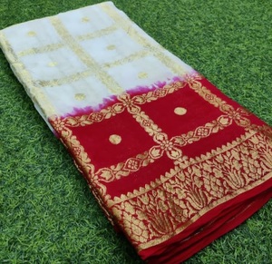 Yellow <b>Red</b> Banarasi Silk Ghatchola Pattern <b>Saree</b> - Product Image 2