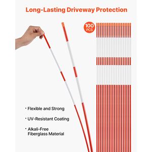 Marcatori Riflettenti per Vialetti ad Alta Visibilità, 100 Pezzi, 183 cm di Lunghezza, Diametro 5/16 Pollici, con 12 Punte in Acciaio, Prodotto in Tessuto Riflettente - Product Image 2