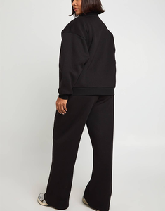 Conjunto Deportivo de 2 Piezas para Mujer, Cintura Alta, Chaqueta con Cierre y Pantalones Anchos de Algodón Ligero, Estilo OEM para Gimnasio y Fitness - Product Image 6