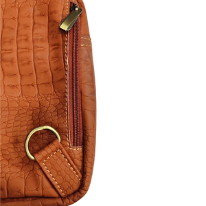 Sac bandoulière en cuir cognac personnalisé, sac de poitrine texturé le plus vendu, sac de voyage à bandoulière, organisateur de rangement, imperméable, unisexe - Product Image 4