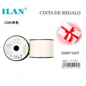 ริบบิ้นของขวัญ 5 มม. x 100 หลา สีเบจ สำหรับบรรจุภัณฑ์ - Product Image 1