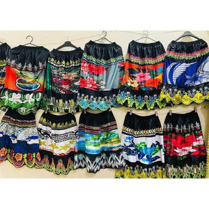 กระโปรงสั้นเอวสูงสีพื้นผ้ายืดหยุ่นสำหรับผู้หญิง ขายดี แต่งระบายปักลาย - Product Image 1