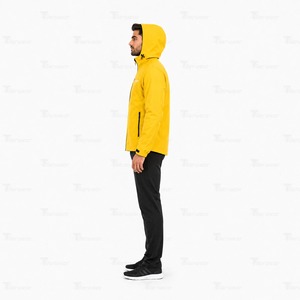 Chaqueta de esquí y snowboard para hombre, amarilla a cuadros, con forro de sherpa, impermeable, de poliéster, deportiva de invierno, con cierre de cremallera frontal y logotipo. - Product Image 3