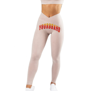 Hot Selling Women Seamless Yoga <b>Leggings</b> Mid Waist Hip Lifting Spandex/<b>Nylon</b> Solid Breathable Active Wear Pants High Quality - Product Image 1