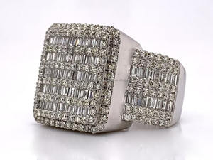 Anillo de Boda para Hombre con Corte Baguette, Estilo Hip Hop, Totalmente Cubierto de Diamantes Moissanite, Plata de Ley 925 con Baño de Rodio - Product Image 3