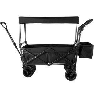 Carrello da Giardino Pieghevole Extra Large con Tettuccio Rimovibile, Carrello Utilitario Pieghevole con Vano Portaoggetti Posteriore per Campeggio - Product Image 2