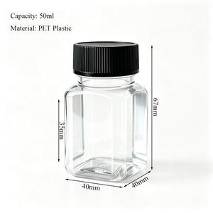 Impression sérigraphique sur bouteilles en plastique, bouteille carrée transparente en PET de 50 ml pour produits de santé - Product Image 2