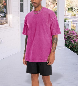 Custom Knitted Anti-Wrinkle Neck Washed Men's T-shirt <b>Drop</b> Shoulder Street Wear Oversize Heavyweight Cotton <b>Acid</b> Vintage Wash - Product Image 5