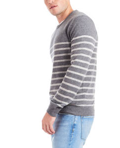 Suéter de Punto para Hombre, Cuello Redondo, Rayas, 100% Algodón, Alta Calidad, Otoño, Color Sólido, Antiarrugas - Product Image 3