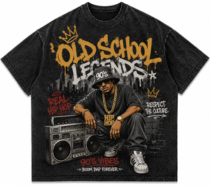 Vintage 90s Hip Hop Oversized Acid Wash T Shirt Streetwear Graphic Tee Graffiti Rap Culture Heavyweight Cotton Unisex T Shirt - Product Image 1