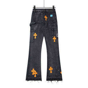 Pantalones Vaqueros Anchos de Cintura Alta para Hombre TITAN TREAD WEAR, Ecológicos, Casuales, Otoñales, Lavados a la Piedra, Desgastados, con Botones y Dobladillo Deshilachado - Product Image 2