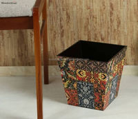 Poubelle en bois artisanale de qualité supérieure, design unique, impression émaillée, écologique, portable, rectangulaire, pour intérieur/extérieur, salon