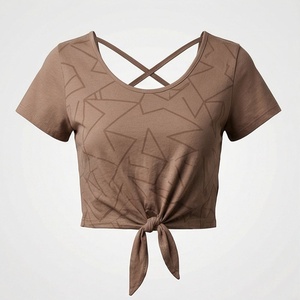 เสื้อครอปท็อปผ้าฝ้ายสีตามสั่งสำหรับผู้หญิง น้ำหนักเบา ทนทาน ระบายอากาศได้ดี เสื้อยืดสตรีทแวร์ ฟิตเนส ออกกำลังกาย เสื้อผ้ากีฬา - Product Image 1