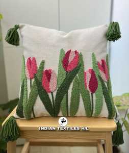 Floral Handmade Indian Cotton Luxury Woven Tufted <b>Sofa</b> Cushion <b>Cover</b> Household Pillow Cases Eco-Friendly Custom OEM Wholesale - Product Image 1