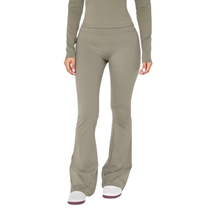 Wholesale Custom Crossover Bootcut Pants Women Seamless Yoga <b>Leggings</b> High Rise <b>Flare</b> Activewear Bottoms - Product Image 1