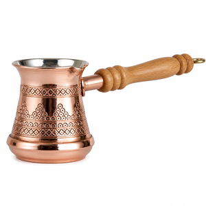 Cafetera Turca de Cobre Grabada a Mano con Mango de Madera, Moderna, con Revestimiento de Estaño, Cezve Ibrik, para Preparación en Estufa, Gran Capacidad - Product Image 3