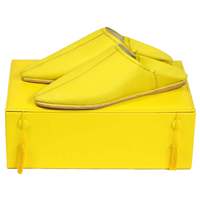 Babouches marocaines en cuir pour homme, modèle Deco Sarma, couleur jaune, avec doublure en cuir véritable, taille 6, semelle intermédiaire en caoutchouc