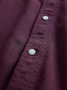 Chemise boutonnée en coton bordeaux pour homme, manches longues, couleur unie, col rabattu, coupe classique, toutes saisons, vêtements de loisirs - Product Image 6