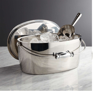 Indian-made Contemporary Amber-tinted Ribbed Metal Durable Portable Beverage <b>Bucket</b> Chills Wine Elegantly Available Wholesale - Product Image 3